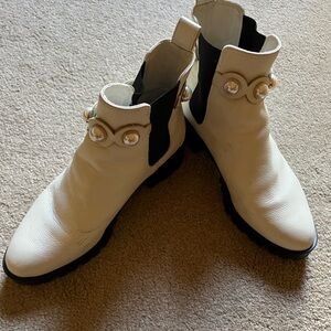 Karl Lagerfeld Pearl Studded Lug Sole Booties